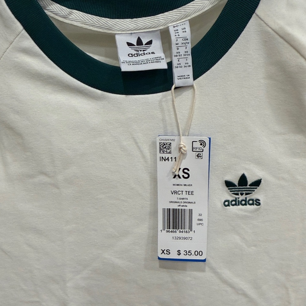 Adidas Cream and Green Tee - Picture 2 of 3
